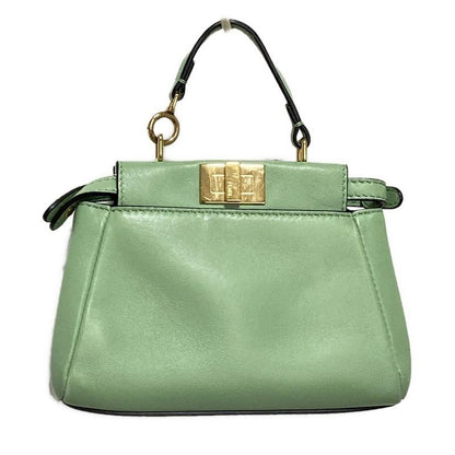 Fendi Handbag Micro Peekaboo 8m0355 Light Green Mini Bag Leather