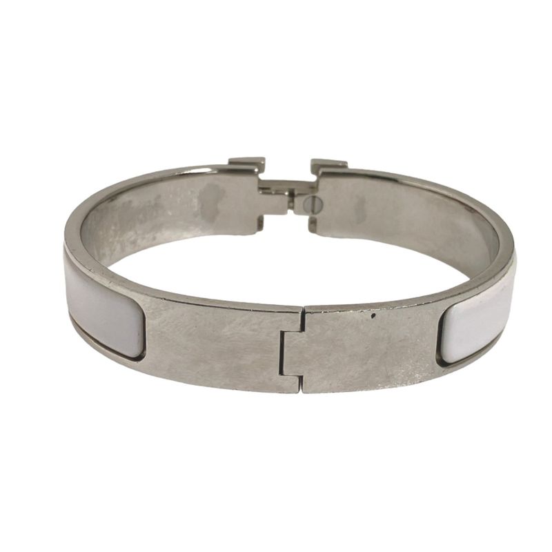 Hermes Bracelet Click Clack Bangle Hermes White And Silver