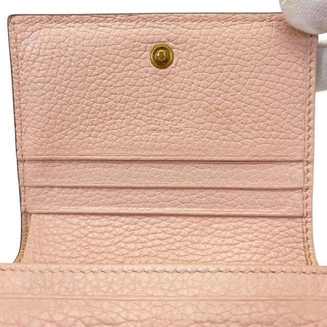 Gucci 460185 Animalier Bee Fold Wallet Compact Wallet Mini Wallet Leather Pink