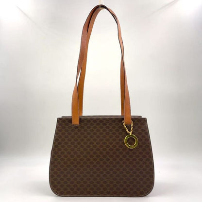 Celine Macadam Leather X PVC Brown Shoulder Bag Gold