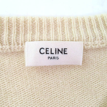 Celine 2a20o152i 100% Cashmere Salky Embroidered Crew Neck Long Sleeve Sweater