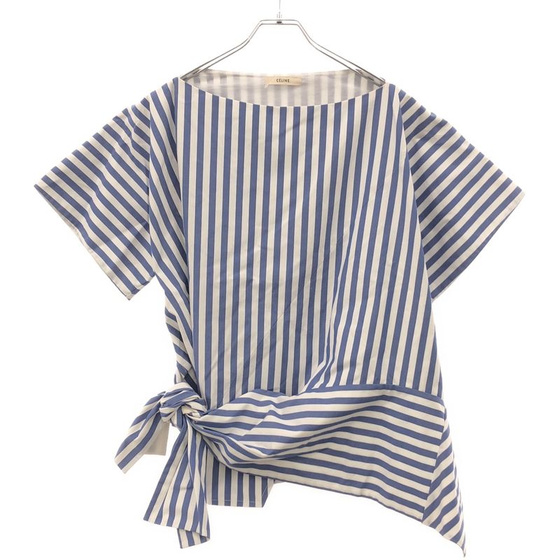 Celine Striped Ribbon Pullover Shirt 20ar9 6772 Blue 34