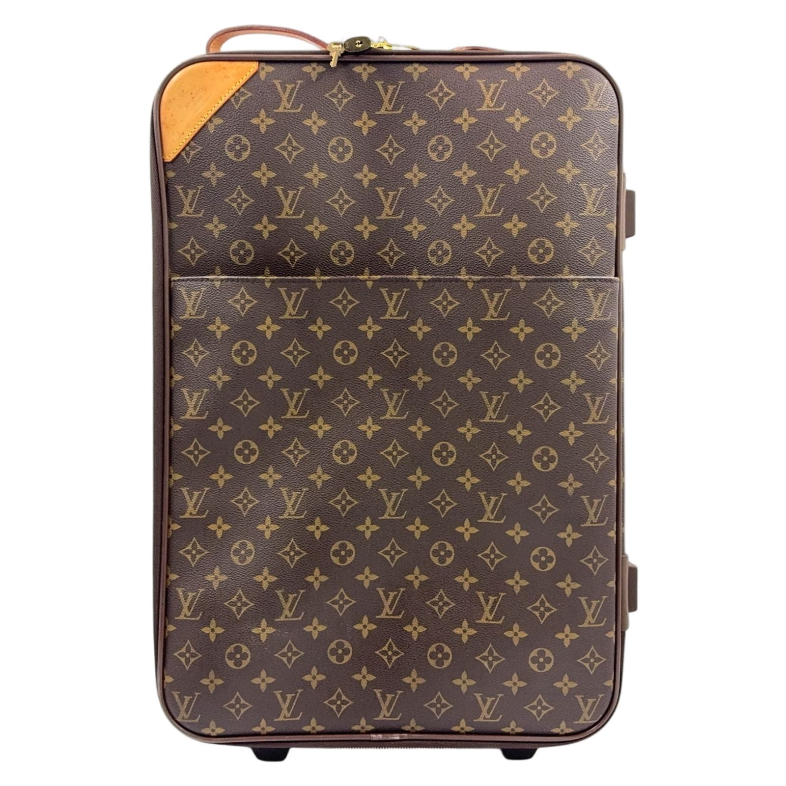 Louis Vuitton Pegase 55 Monogram Carry Leather Brown Light Travel Bag Gold