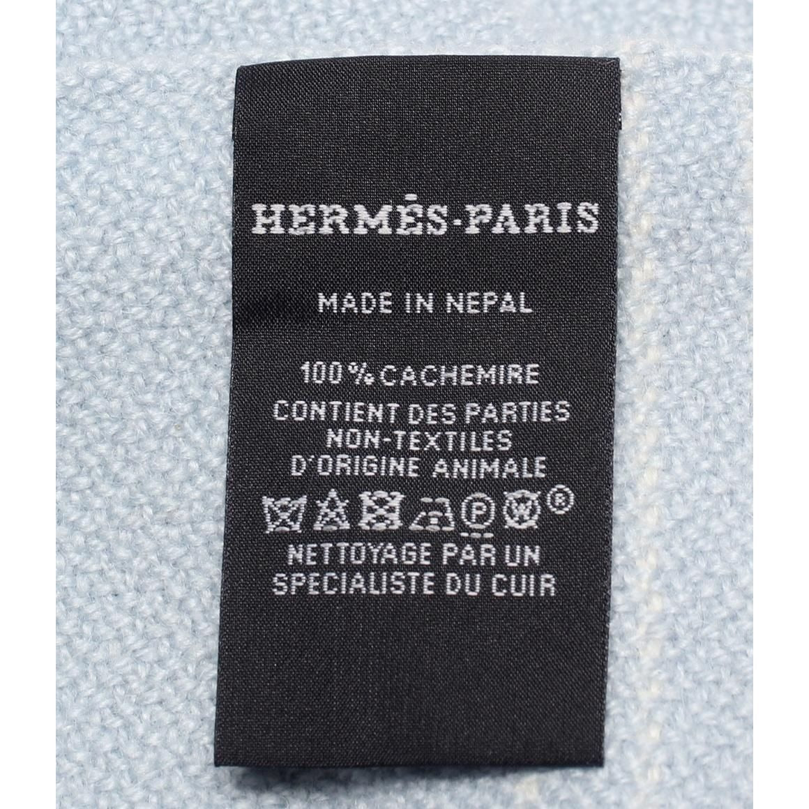 Hermes Shawl Cashmere Joule Blue Size Details — view 4