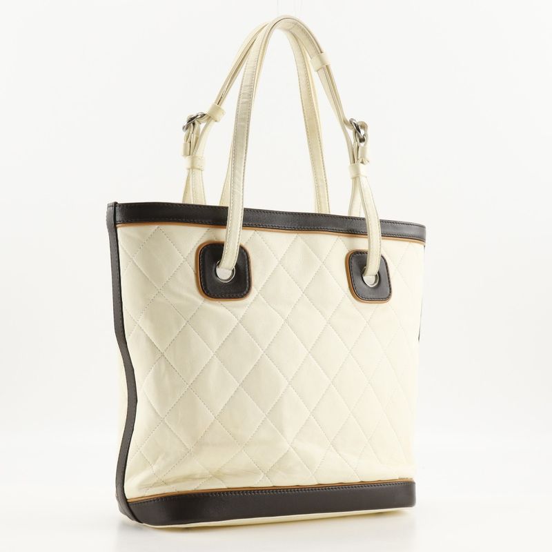 Chanel Matelasse Coco Charm Calf Ivory Women's Tote Bag