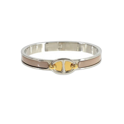 Hermes Mini Click Chaine D'ancre Bangle Brown Glasse Silver Gold Bracelet