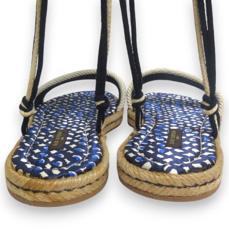 Good Louis Vuitton Shoe Lace Strap Jute Flat Sandals 37 Approx 23.5cm (9.25in)