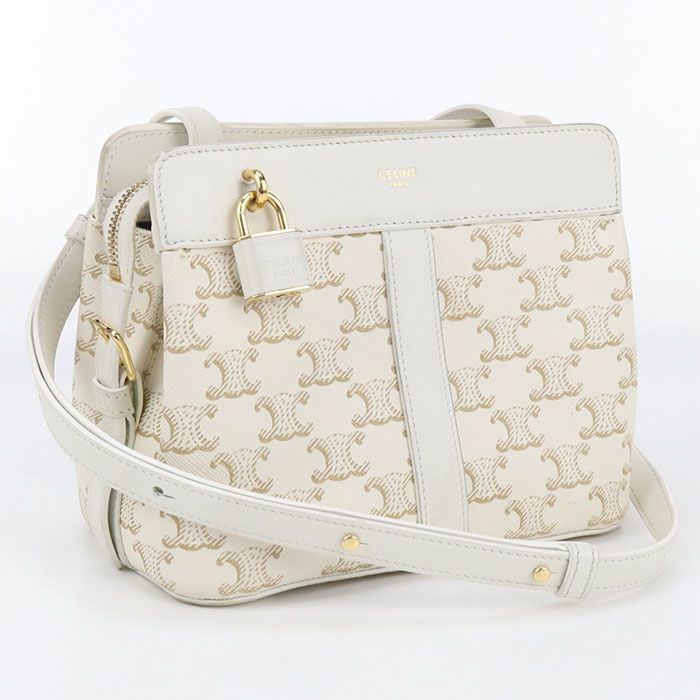 Celine Shoulder Bag Triomphe Canvas Crossbody Shoulder Bag PVC Leather Women