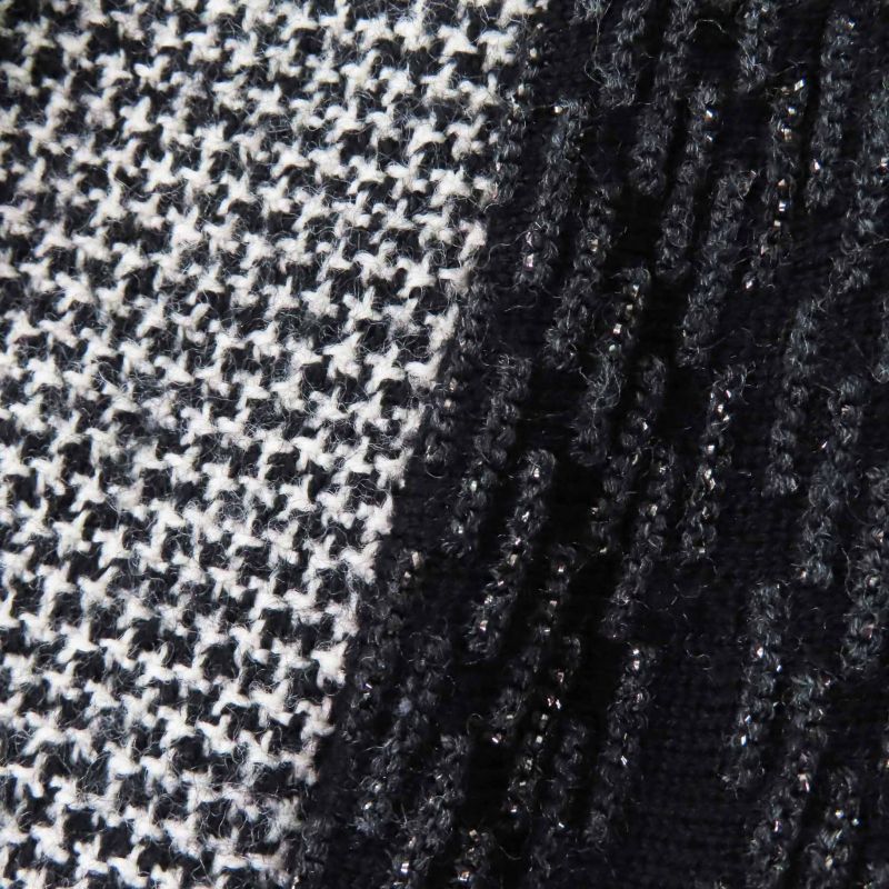 CHANEL Vintage 05A P26661 Flared Skirt With Coco Mark Plate Black Grey White 40