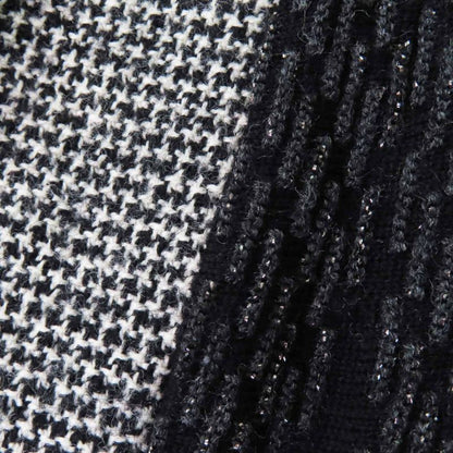 CHANEL Vintage 05A P26661 Flared Skirt With Coco Mark Plate Black Grey White 40