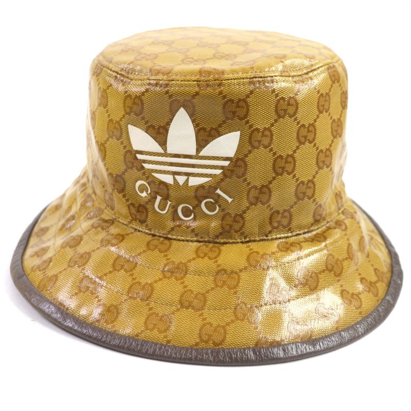 Gucci Adidas 696484 GG Pattern Bucket Hat Brown S 57cm (22.44in) Hat With Box