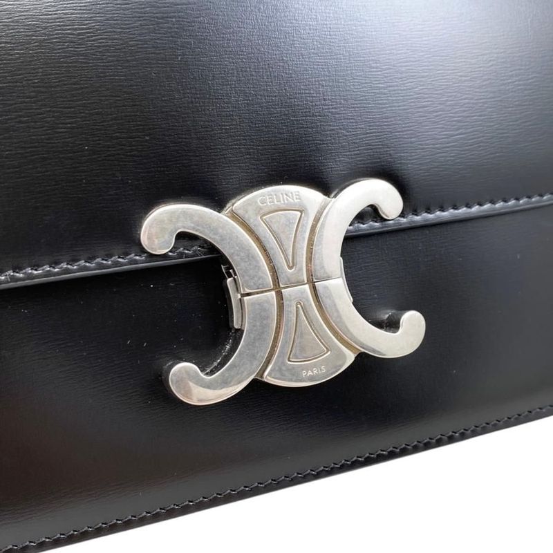 Celine Shoulder Bag Teen Triomphe Bag 188423bf4.38si Shiny Calfskin Black