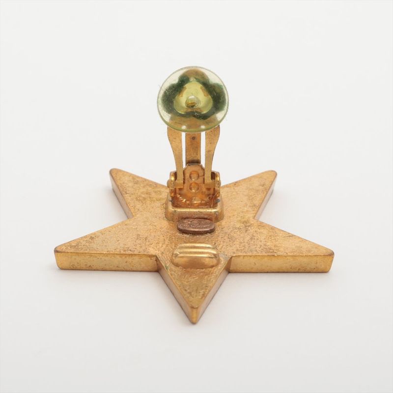 Chanel Coco Mark Star 01P Earrings (one Side Only) GP Black And Gold Made In