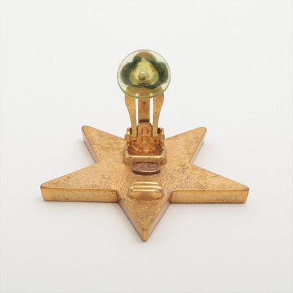 Chanel Coco Mark Star 01P Earrings (one Side Only) GP Black And Gold Made In