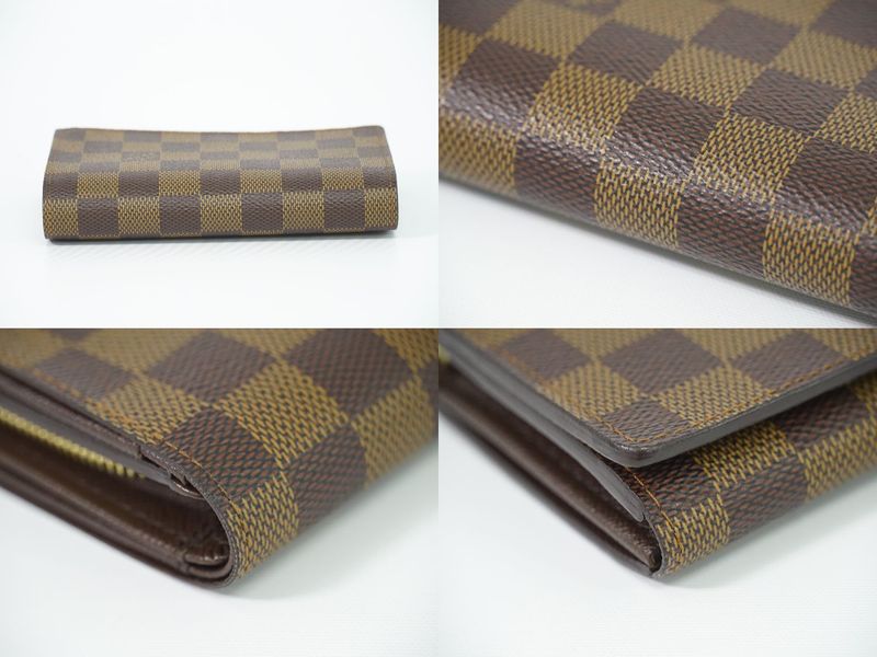 Authentic Louis Vuitton LV Portefeuille Trésor Damier Ebène Fold Wallet Brown