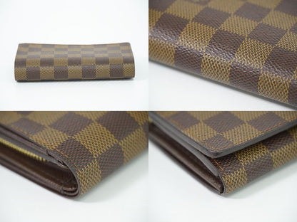 Authentic Louis Vuitton LV Portefeuille Trésor Damier Ebène Fold Wallet Brown