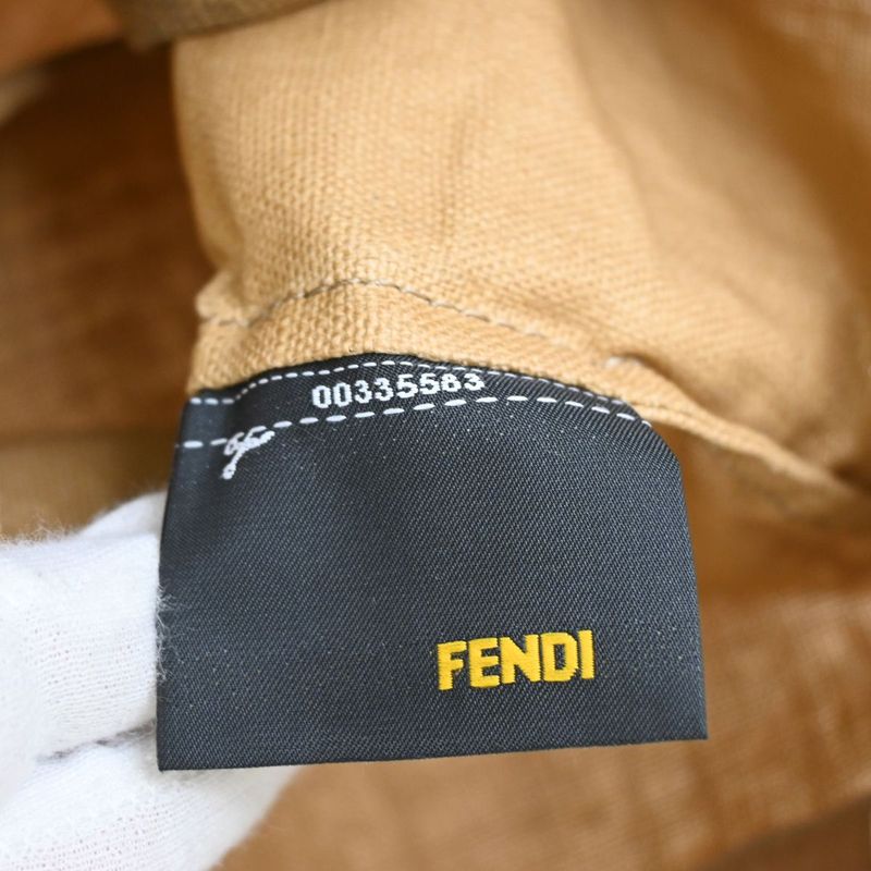 Fendi Tote Bag Logo Canvas Leather 68ka638
