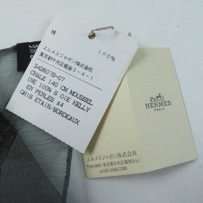 Hermes Carre 140 Kelly EN Perles Kelly EN Perles Lou Silk GRIS Etain Bordeaux