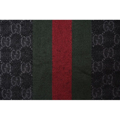Gucci Muffler Winter Scarf Wool Silk GG Pattern Webbing Line Shawl — view 3
