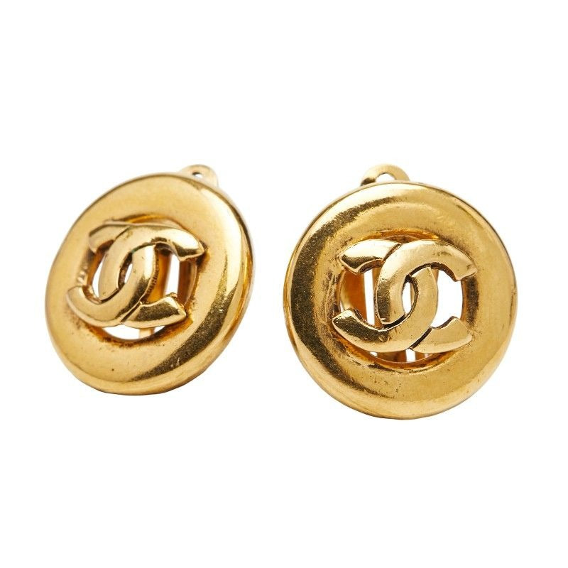 Chanel Coco Mark Round Gold Plated