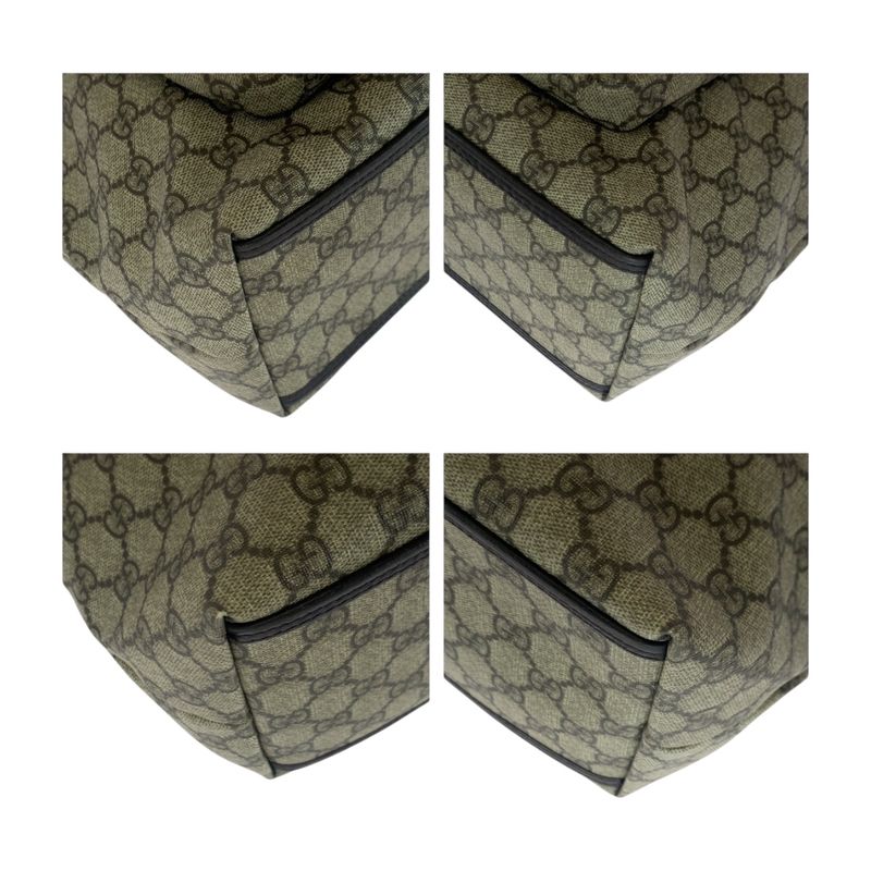 Gucci Beige Brown Silver Hardware GG Supreme Canvas 108832 Tote Bag Shoulder