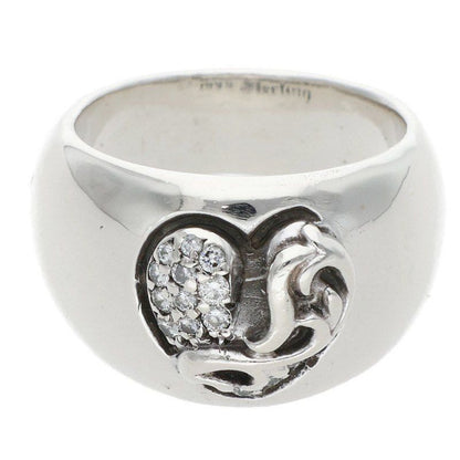 Chrome Hearts Heart in Band P Dmnd in Pave Diamond Silver Ring