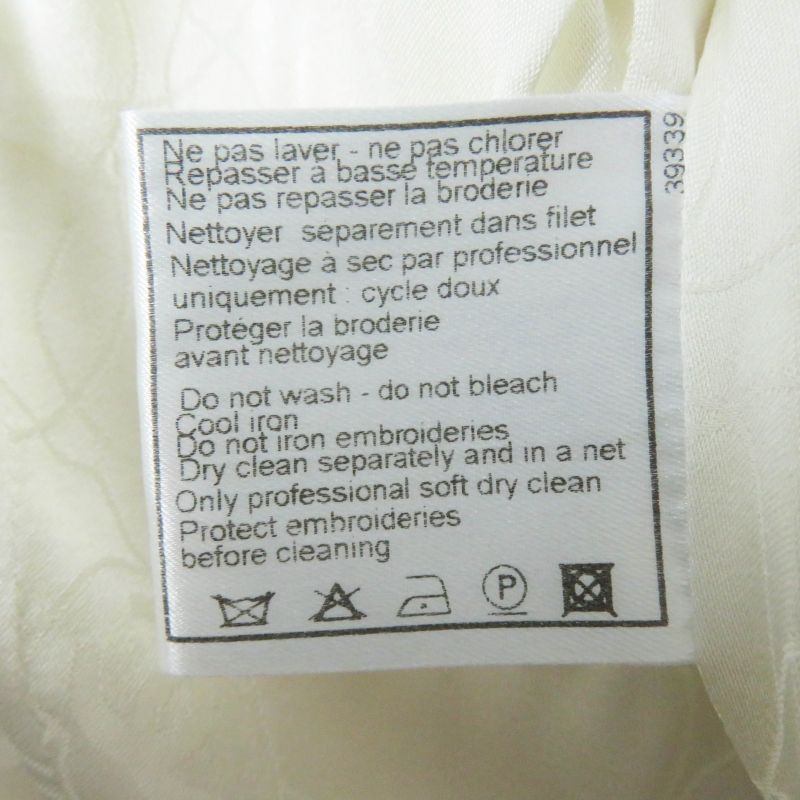 CHANEL 03P P21247 Cotton Linen Blend Coco Beaded Decoration Collarless Single