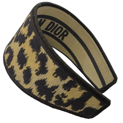 Christian Dior Oblique Headband Hair Accessory Leopard Brown Canvas