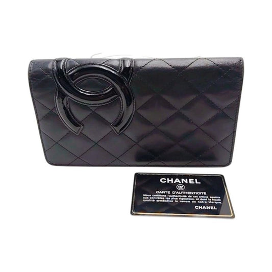 Chanel Cambon Long Foldable Wallet Black Pink