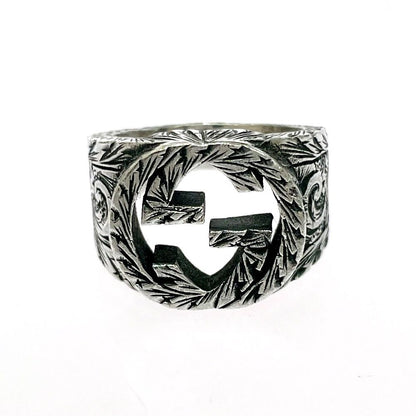 Gucci Silver Interlocking Arabesque Ring 925 Engraved