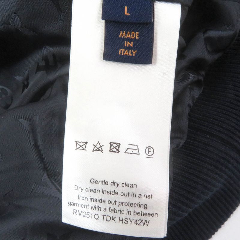 Louis Vuitton 1aglxq 25SS Monogram Leather Patch Fleece Jacket Blouson Navy L