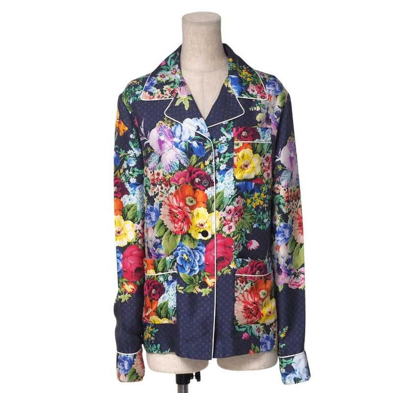Louis Vuitton Long Sleeve Shirt Size 38 all Silk Monogram Flower Print