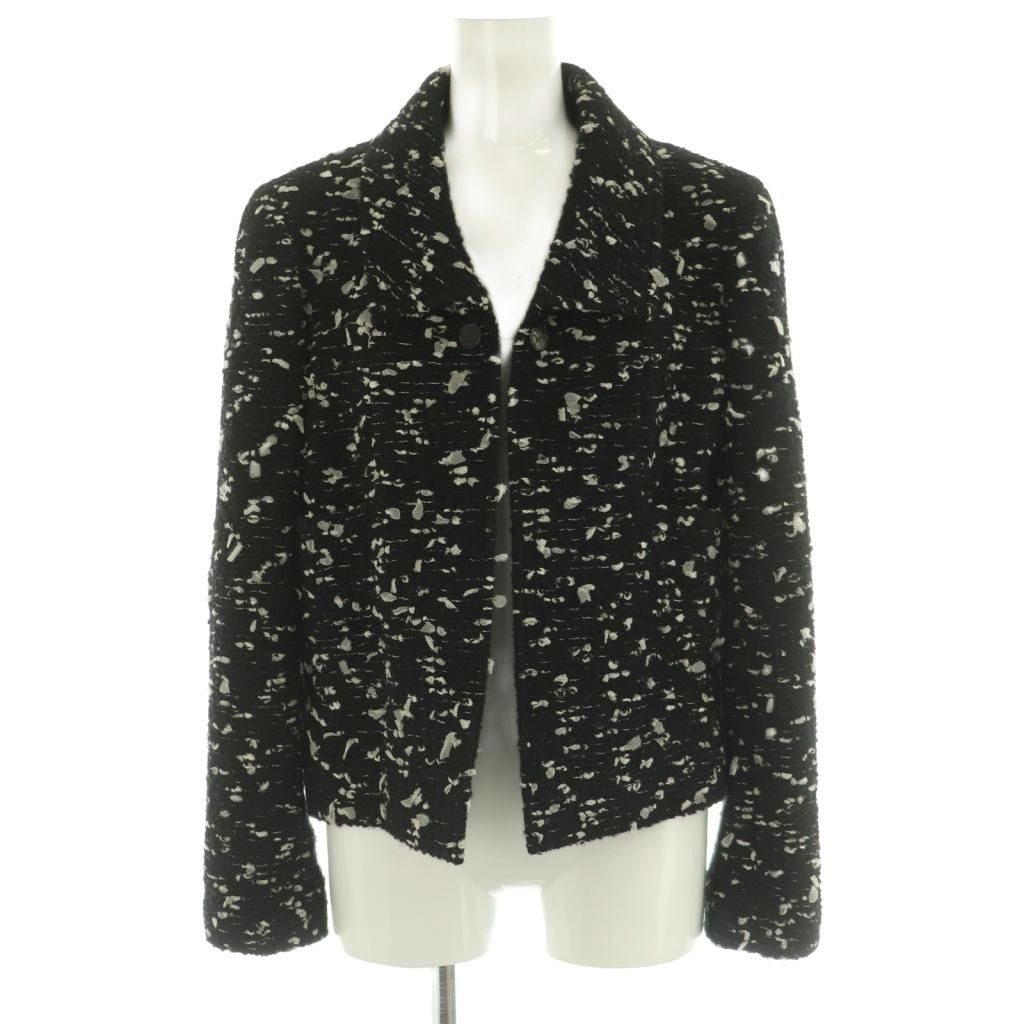 Chanel Tweed Jacket Outer Wool 40 Black
