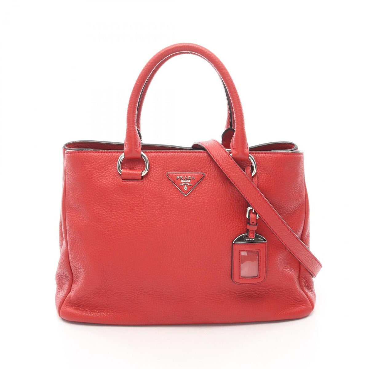 Prada Handbag Vitello Daino Red Leather 2-Way Hand B