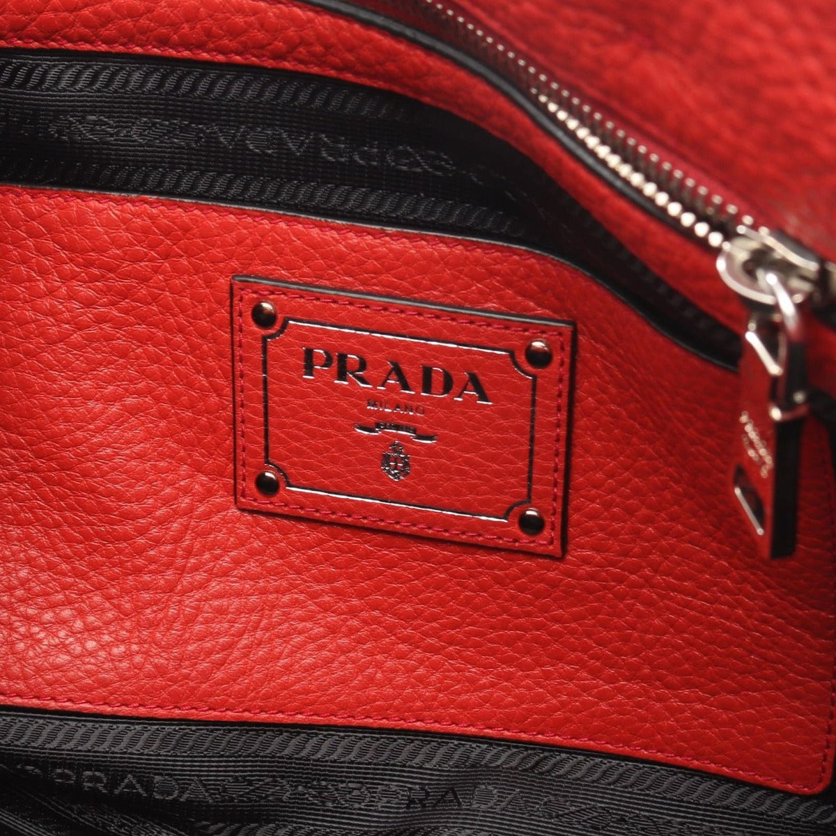 Prada Handbag Vitello Daino Red Leather 2-Way Hand B — view 4