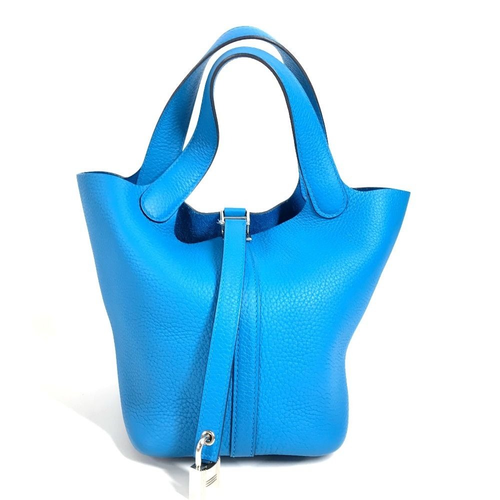Hermes Handbag Picotin Lock PM Taurillon Clemence Blue Free Doub