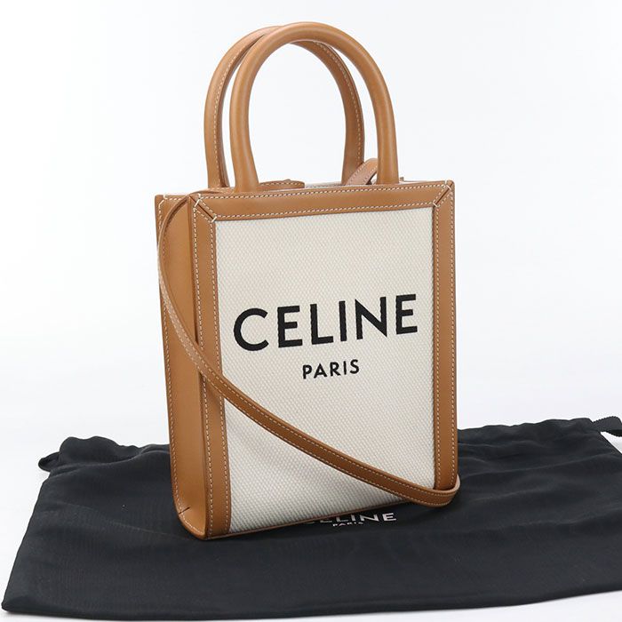 Celine Mini Vertical Cabas 193302bnz.02nt Handbag Canvas Calf Womens