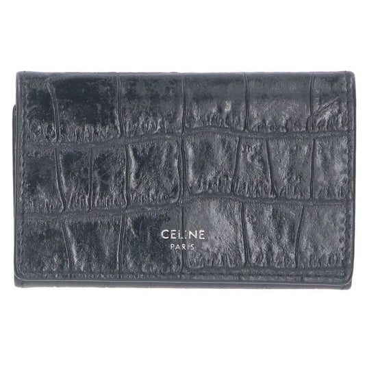 Celine Croc Shape Embossed Scuff Zipper Key Case Men's