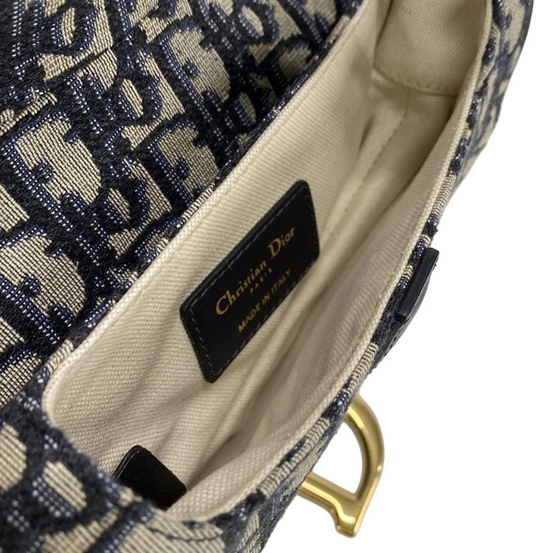 Dior/christian Dior Handbag Saddle Bagtrotter Navy And Ivory Mini Bag Leather