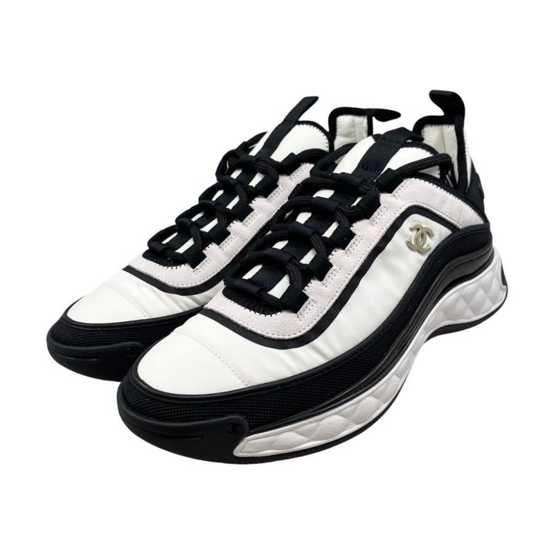 Chanel Sneakers Coco Mark G39982 Y56536 K5850 38 Size Fabric Suede Black White
