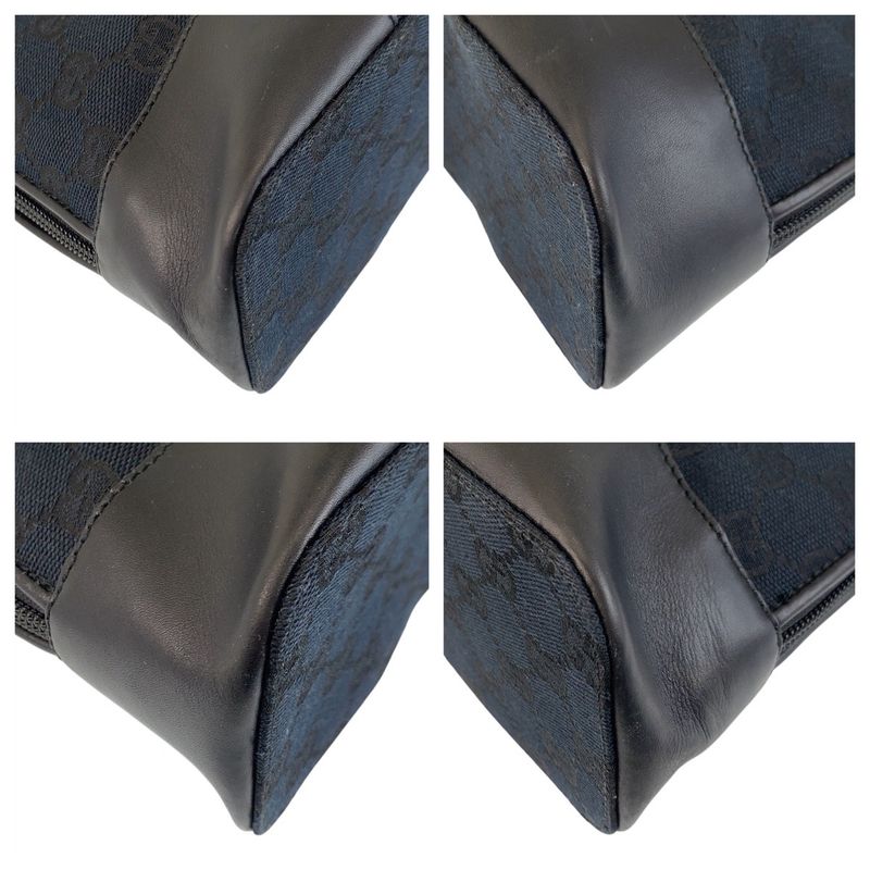 Gucci Black Gold Hardware GG Canvas/leather 002 1122 Tote Bag Shoulder Bag