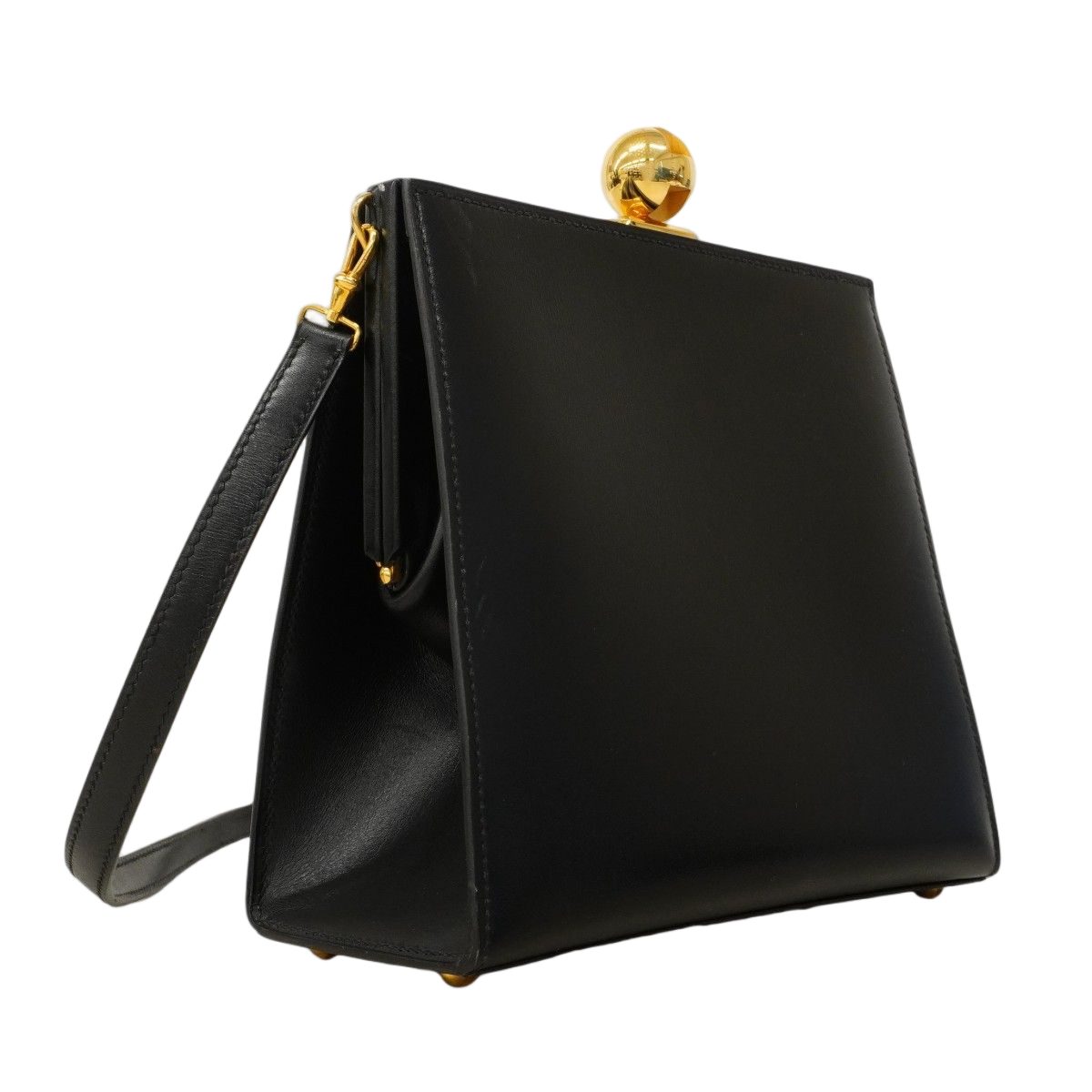 Hermes Shoulder Bag Box Calf Black Gold — view 2