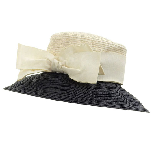 Celine 80's Vintage Archive Bicolor Raffia Straw Ribbon Hat Straw Hat Head