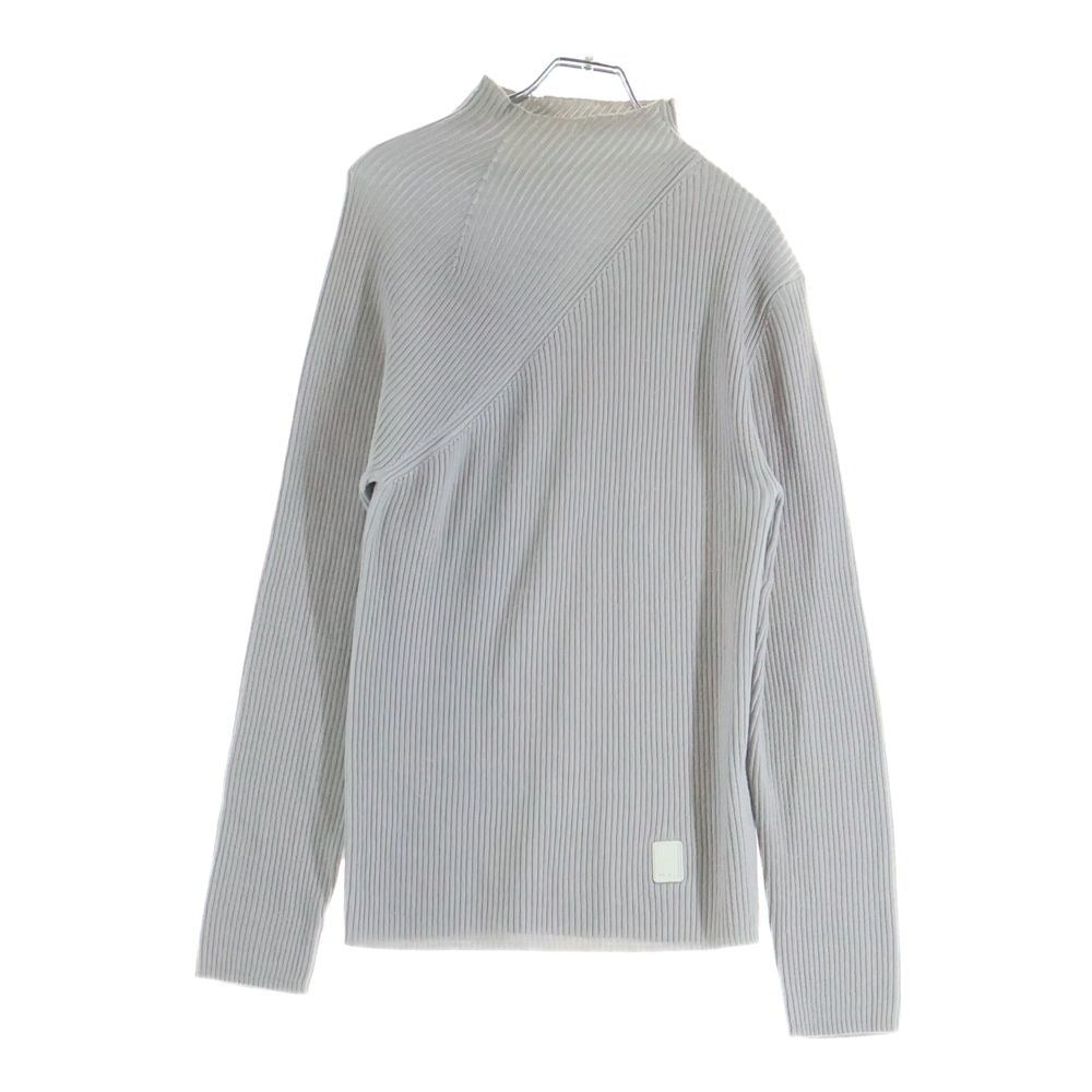 Dior Rubber Logo Rib Long Sleeve Knit Sweater Gray