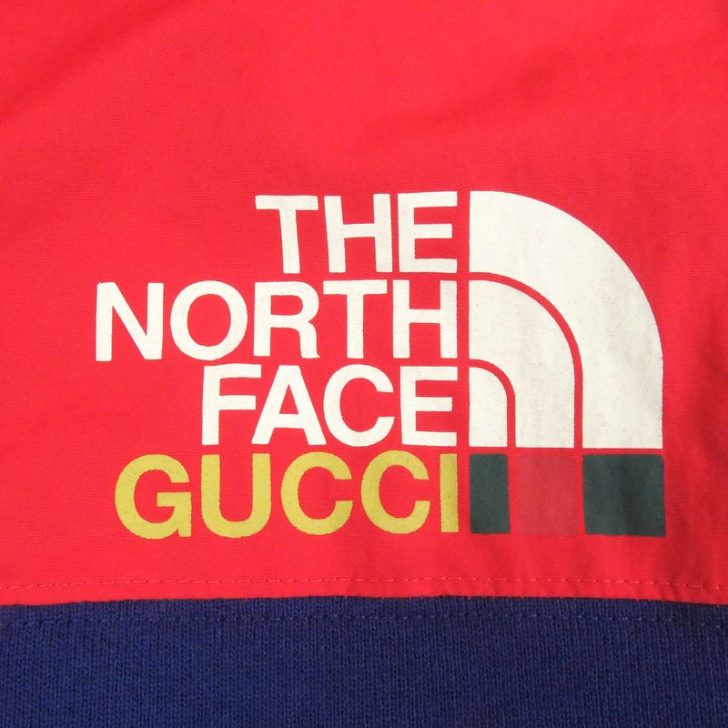 Gucci X The North Face 22SS 671462 Logo Print Hoodie Zip Hoodie Red Blue XXL