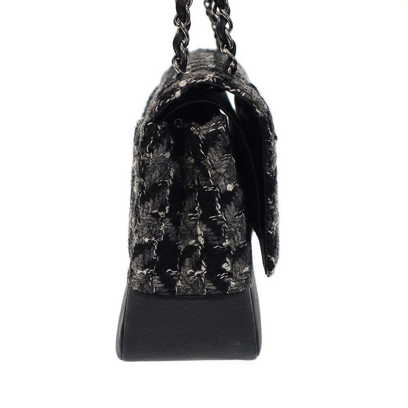 Chanel 2016 Matelasse 30 Tweed Leather Double Flap Double Chain Bag Serial 23rd