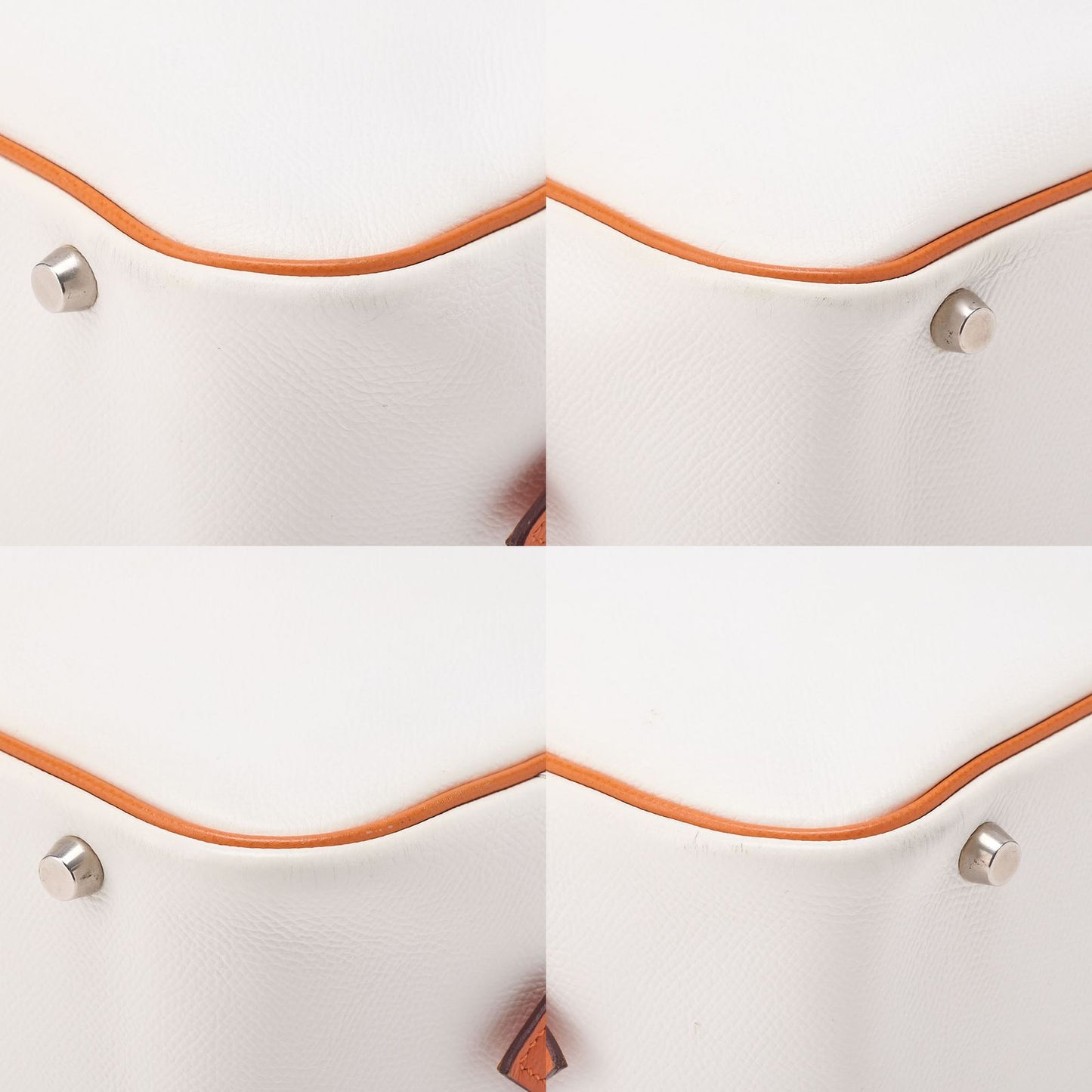 Hermes Brum 28 Tote Bag Epson White And Orange Silver Hardware Women's Bag