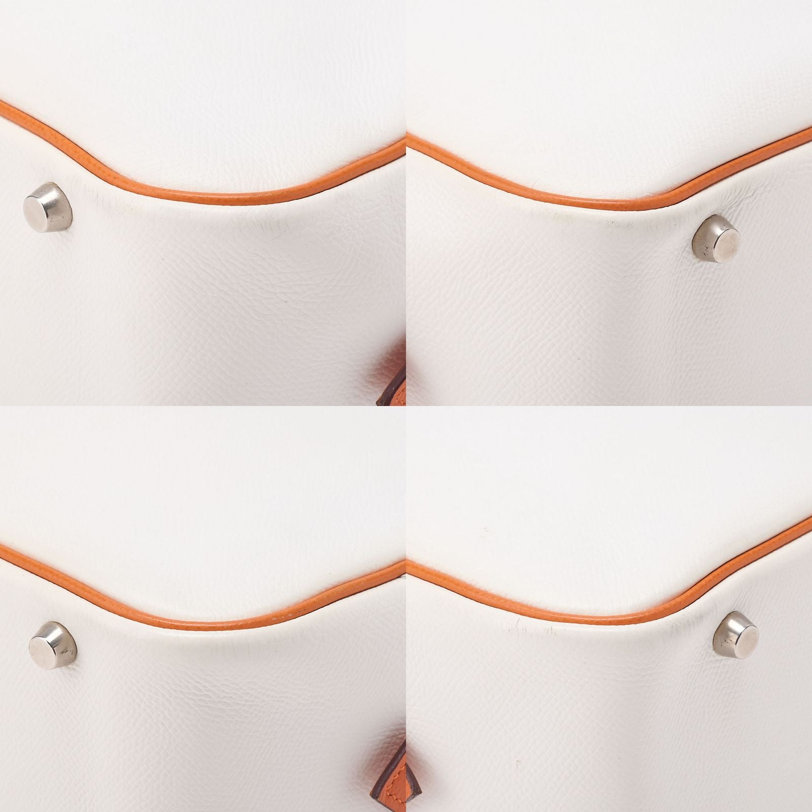 Hermes Brum 28 Tote Bag Epson White And Orange Silver Hardware Women's Bag