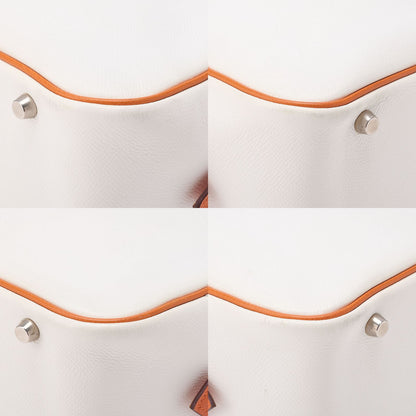 Hermes Brum 28 Tote Bag Epson White And Orange Silver Hardware Women's Bag