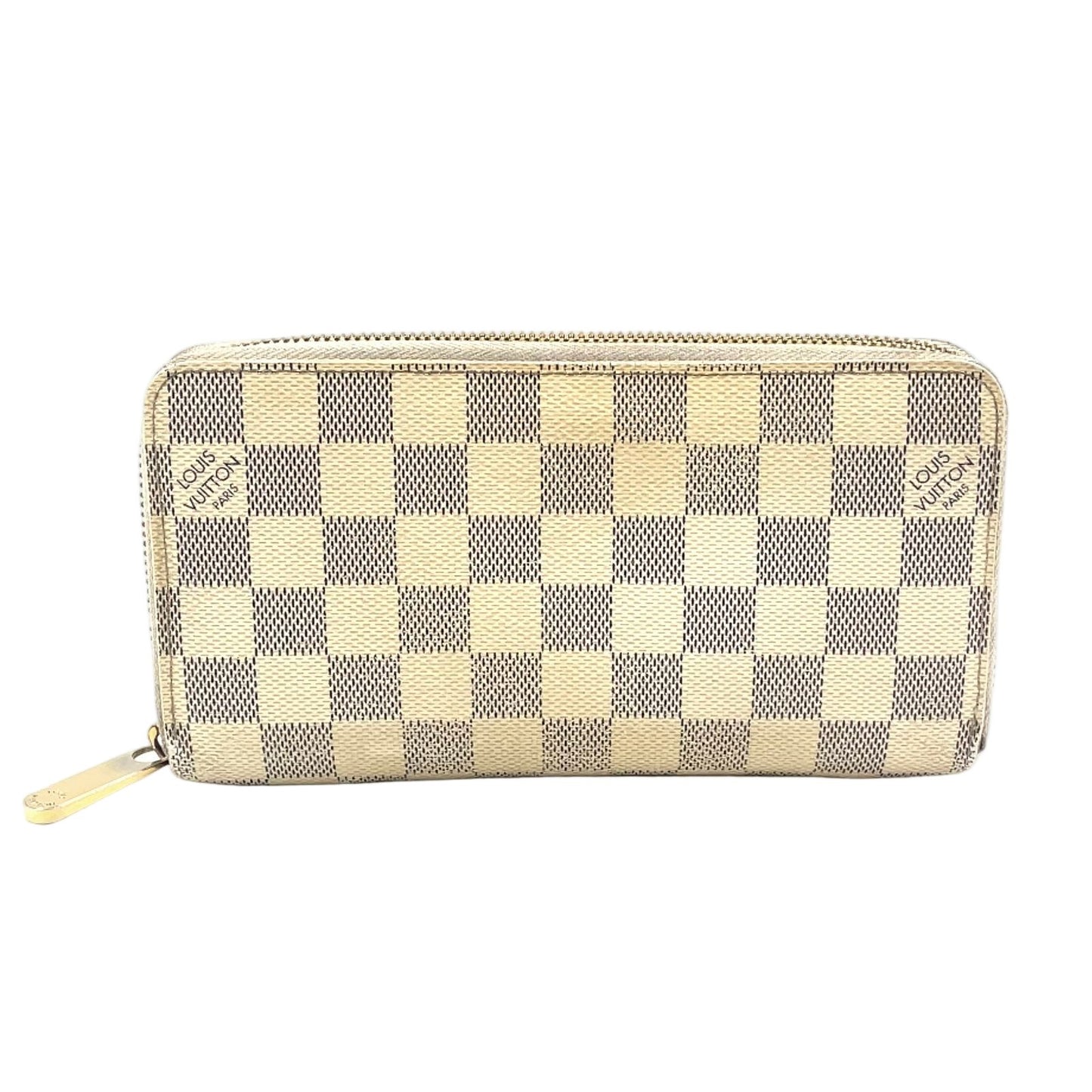 Louis Vuitton Zippy Wallet Damier Azur White Round Gold
